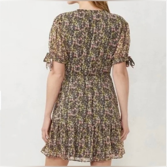 Lauren Conrad Brown Floral Button Side Mini Wrap Dress SZ M - Picture 3 of 15